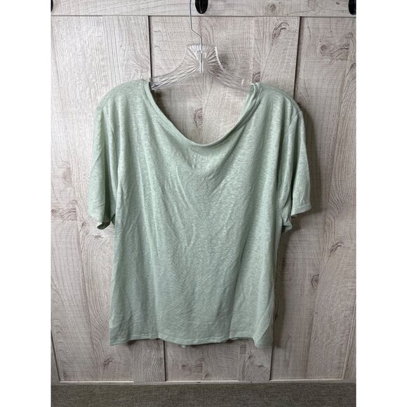 A New Day Twist Front Sage Green T-Shirt Womens Size XXL Short Sleeves - Picture 2 of 7